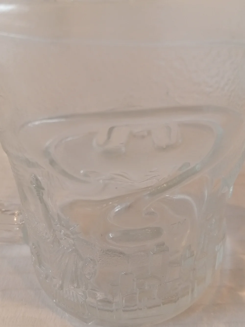 Vtg Mc Donald's 1995 Batman Forever Clear Glass Embossed Mug